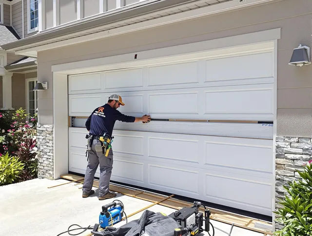 Yorba Linda Garage Door Repair team performing complete garage door replacement at Yorba Linda residence