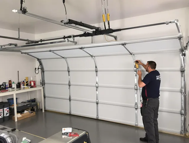 Yorba Linda Garage Door Repair certified technician performing overhead door system repair in Yorba Linda