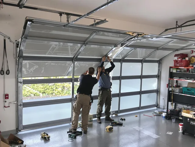 Yorba Linda Garage Door Repair expert performing precise panel replacement on Yorba Linda garage door